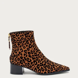 Stivaletti con tacco in tessuto leo print